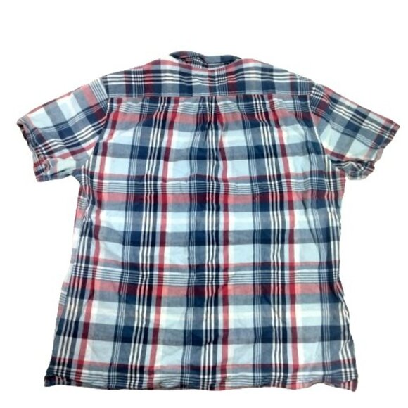 Barbour Shirt Mens XL Blue Plaid Linen Blend Button Up Short Sleeve Prep… - Picture 6 of 6